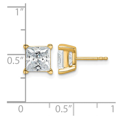 14k Yellow Gold 6 Ct. total weight Princess VS/SI GH Lab Grown Diamond 4 Prong Stud Post Earrings