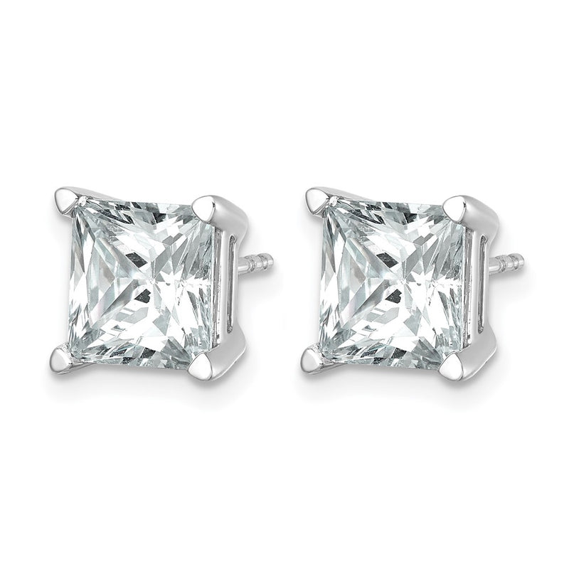 14K White Gold 6 Ctw Lab Grown Diamond Vs/Si+ G+ Princess 4 Prong Heavy Wt. Stud Earrings