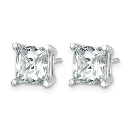 14K White Gold 6 Ctw Certified Lab Grown Diamond Vs+ F+ Princess 4 Prong Heavy Wt. Stud Earrings