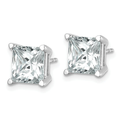 14K White Gold 6 Ctw Certified Lab Grown Diamond Vs+ F+ Princess 4 Prong Heavy Wt. Stud Earrings