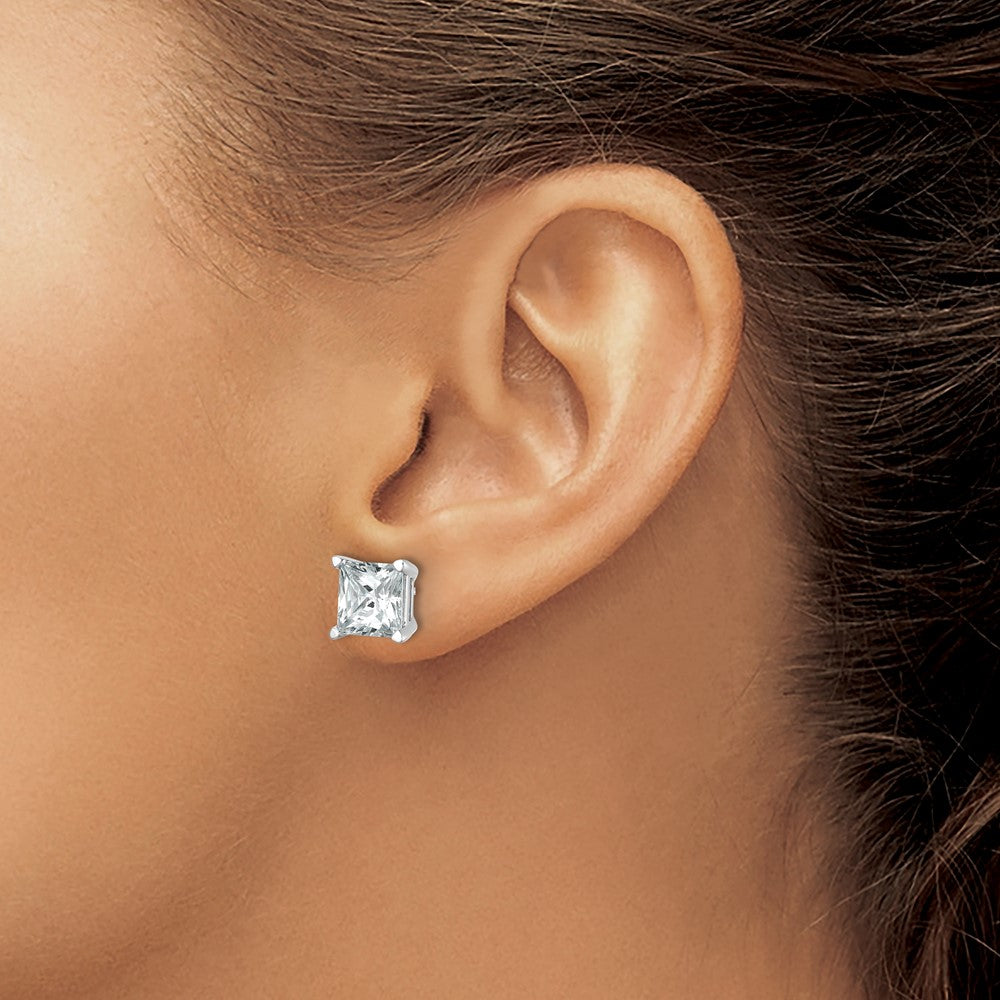 14k White Gold 6 ctw Certified Lab Grown Diamond VS/SI+ G+ Princess 4 Prong Heavy Wt. Stud Earrings