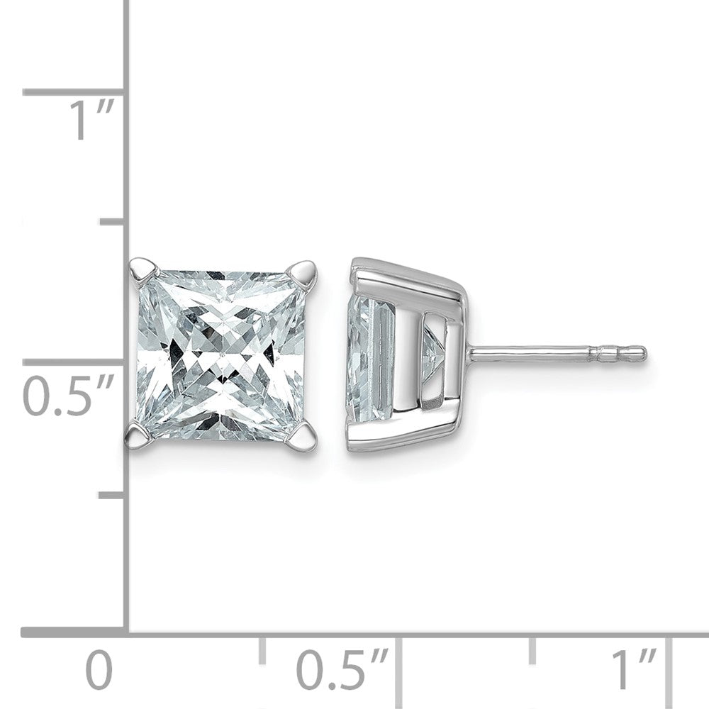 14k White Gold 6 ctw Certified Lab Grown Diamond VS/SI+ G+ Princess 4 Prong Heavy Wt. Stud Earrings