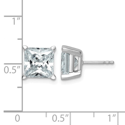 14K White Gold 6 Ctw Lab Grown Diamond Vs+ F+ Princess 4 Prong Heavy Wt. Stud Earrings