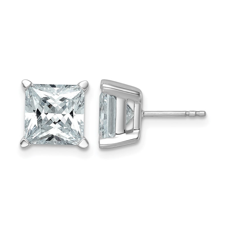 14K White Gold 6 Ctw Lab Grown Diamond Vs/Si+ G+ Princess 4 Prong Heavy Wt. Stud Earrings