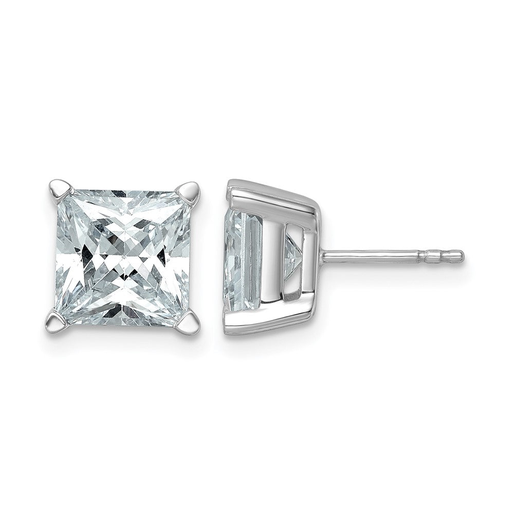 14k White Gold 6 ctw Certified Lab Grown Diamond VS/SI+ G+ Princess 4 Prong Heavy Wt. Stud Earrings