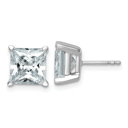 14K White Gold 6 Ctw Certified Lab Grown Diamond Vs+ F+ Princess 4 Prong Heavy Wt. Stud Earrings