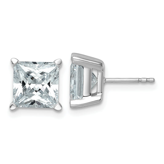 14K White Gold 6 Ctw Certified Lab Grown Diamond Vs+ F+ Princess 4 Prong Heavy Wt. Stud Earrings