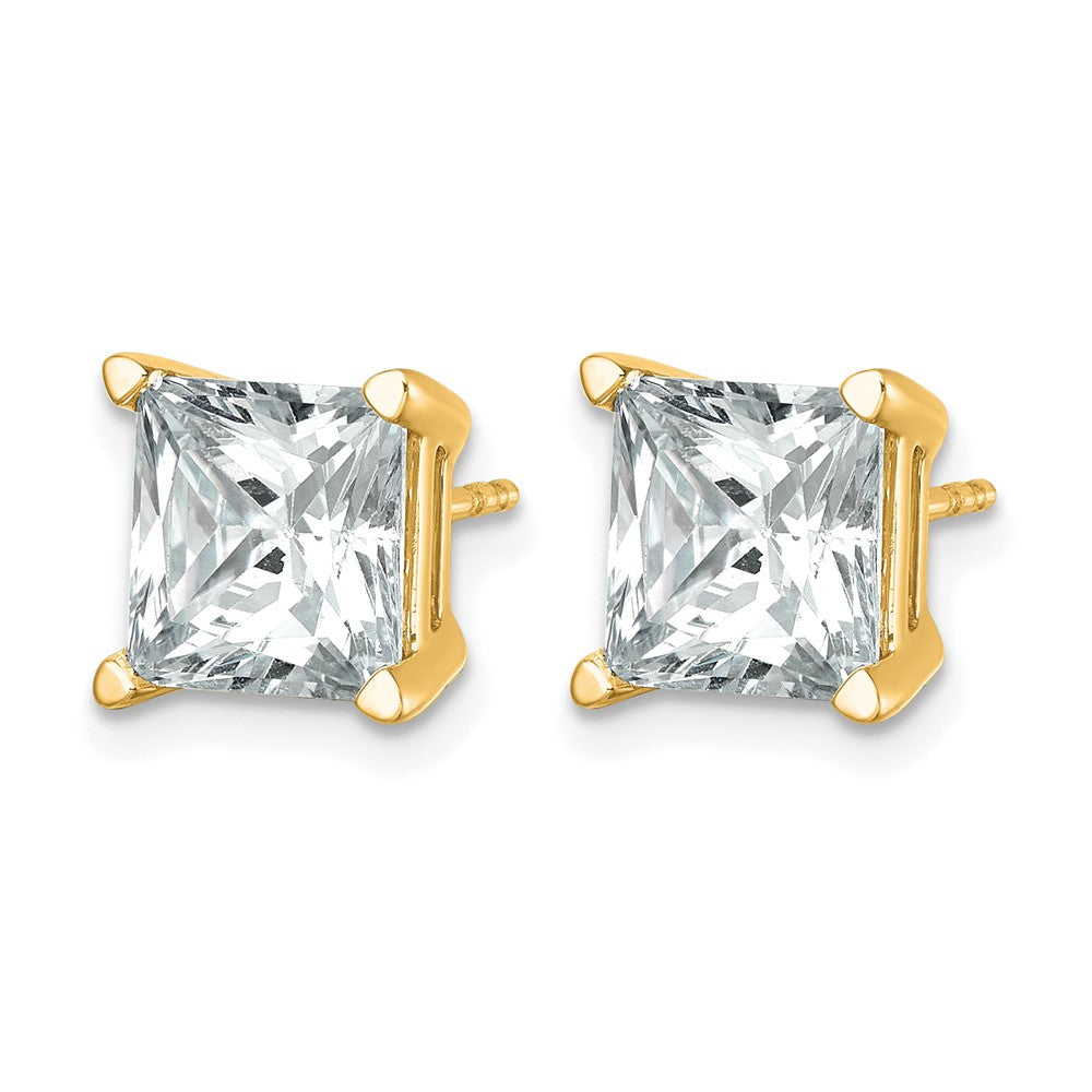 14k Yellow Gold 6 Ct. total weight Princess VS/SI GH Lab Grown Diamond 4 Prong Stud Post Earrings
