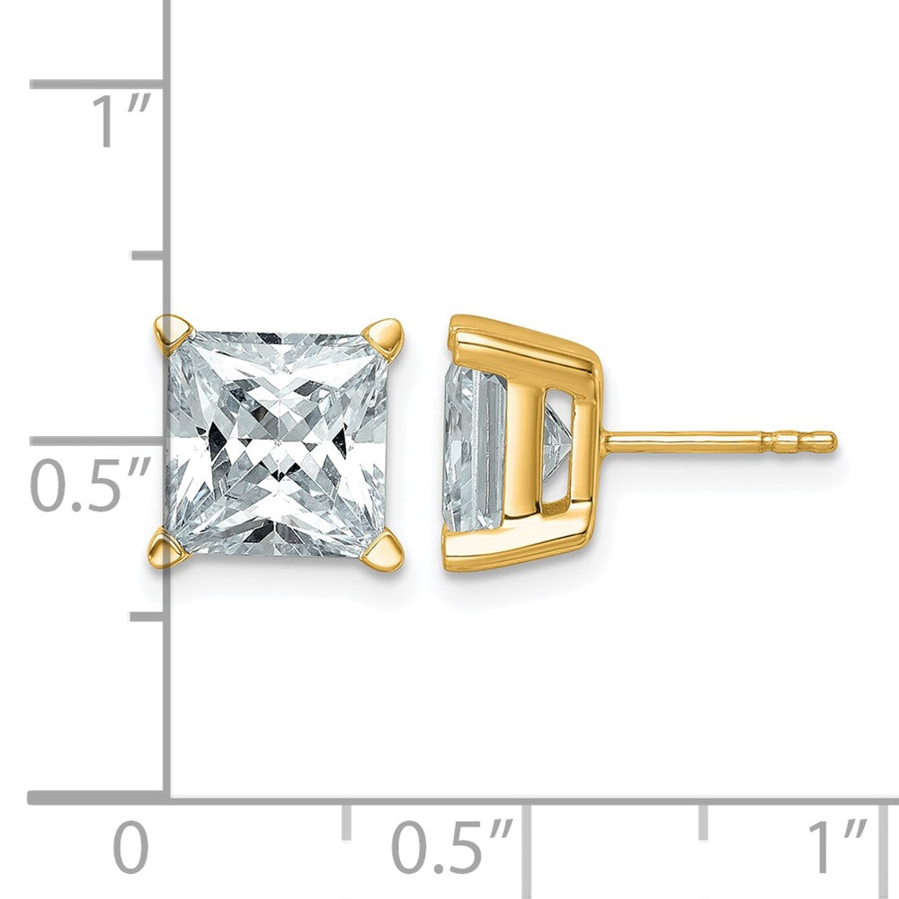 14k Yellow Gold 6 Ct. Lab Grown Diamond VS/SI+ G+ Princess Four Prong Stud Post Earrings