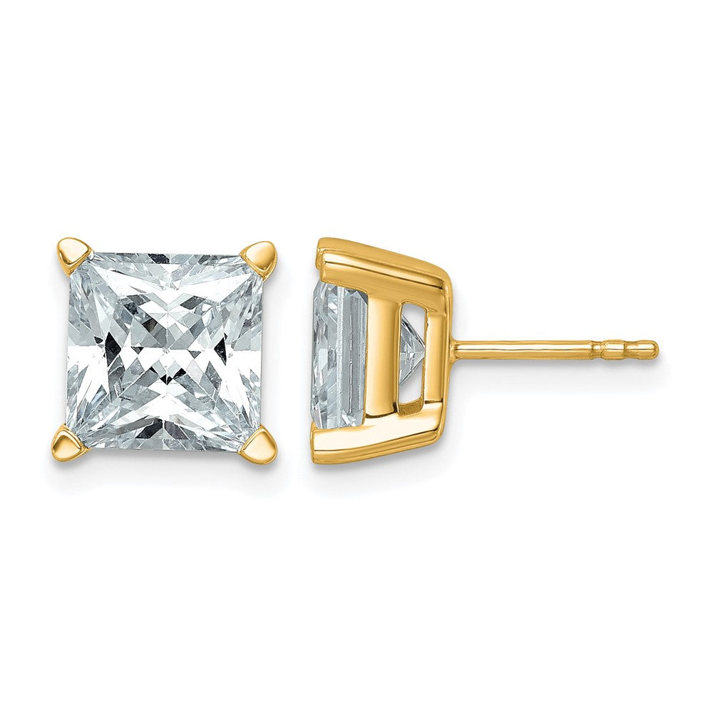 14k Yellow Gold 6 Ct. total weight Princess VS/SI GH Lab Grown Diamond 4 Prong Stud Post Earrings