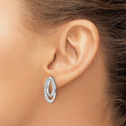 14k White Gold 5/8 Ct. Lab Grown Diamond VS/SI+ G+ Complete Oval Post Earrings