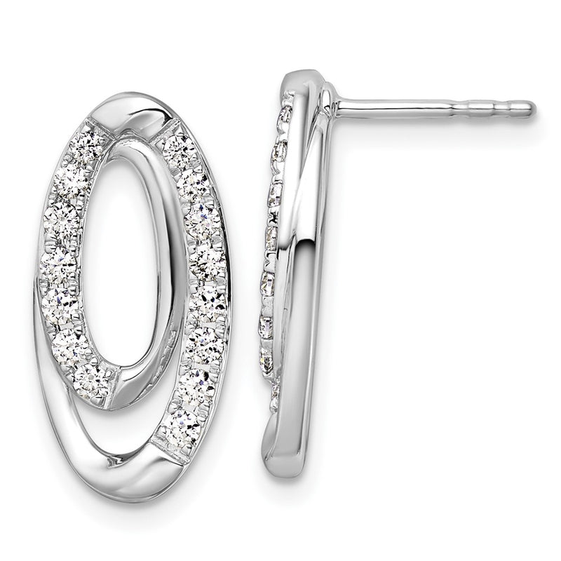 14k White Gold 5/8 Ct. Lab Grown Diamond VS/SI+ G+ Complete Oval Post Earrings