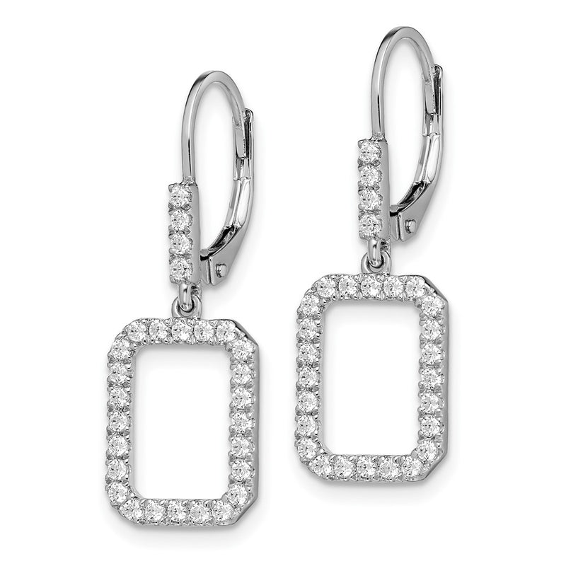 14K White Gold Lab Grown Diamond VS/SI+ G+ Rectangle Leverback Earrings