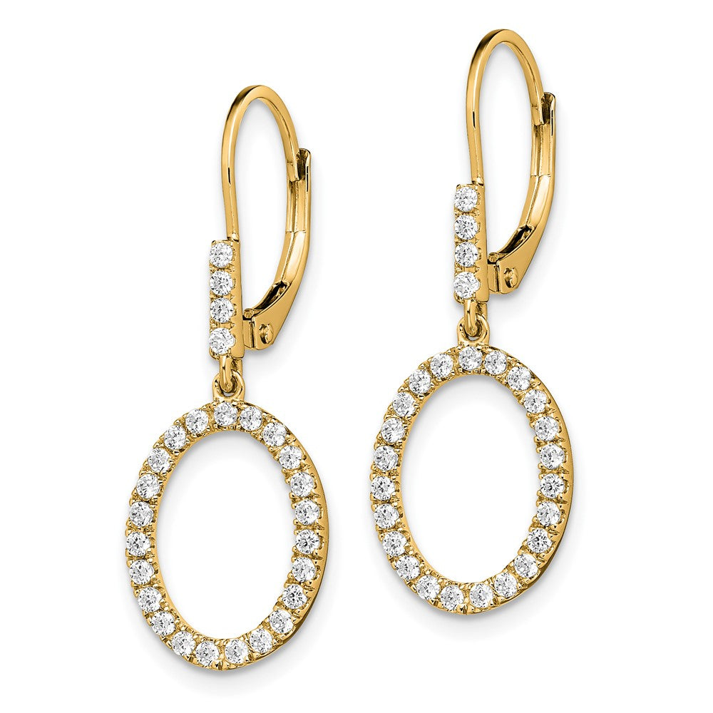14k Yellow Gold 1/2 Ct. Lab Grown Diamond VS/SI+ G+ Dangle Oval Leverback Earrings