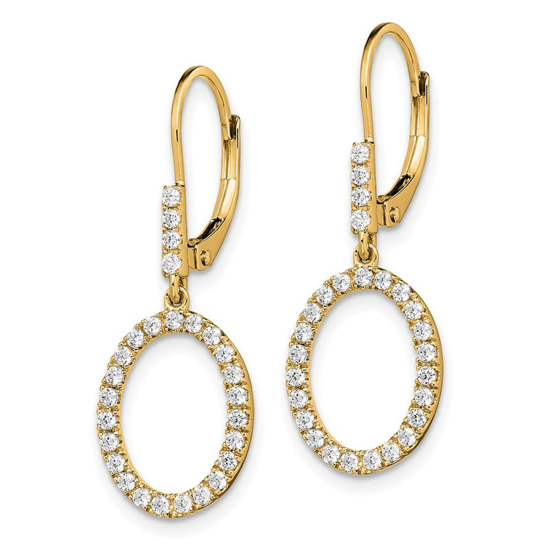 14k Yellow Gold 1/2 Ct. Lab Grown Diamond VS/SI+ G+ Dangle Oval Leverback Earrings