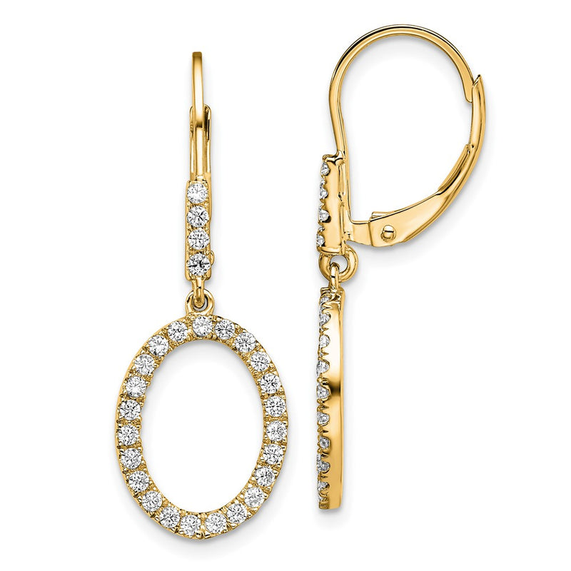 14k Yellow Gold 1/2 Ct. Lab Grown Diamond VS/SI+ G+ Dangle Oval Leverback Earrings