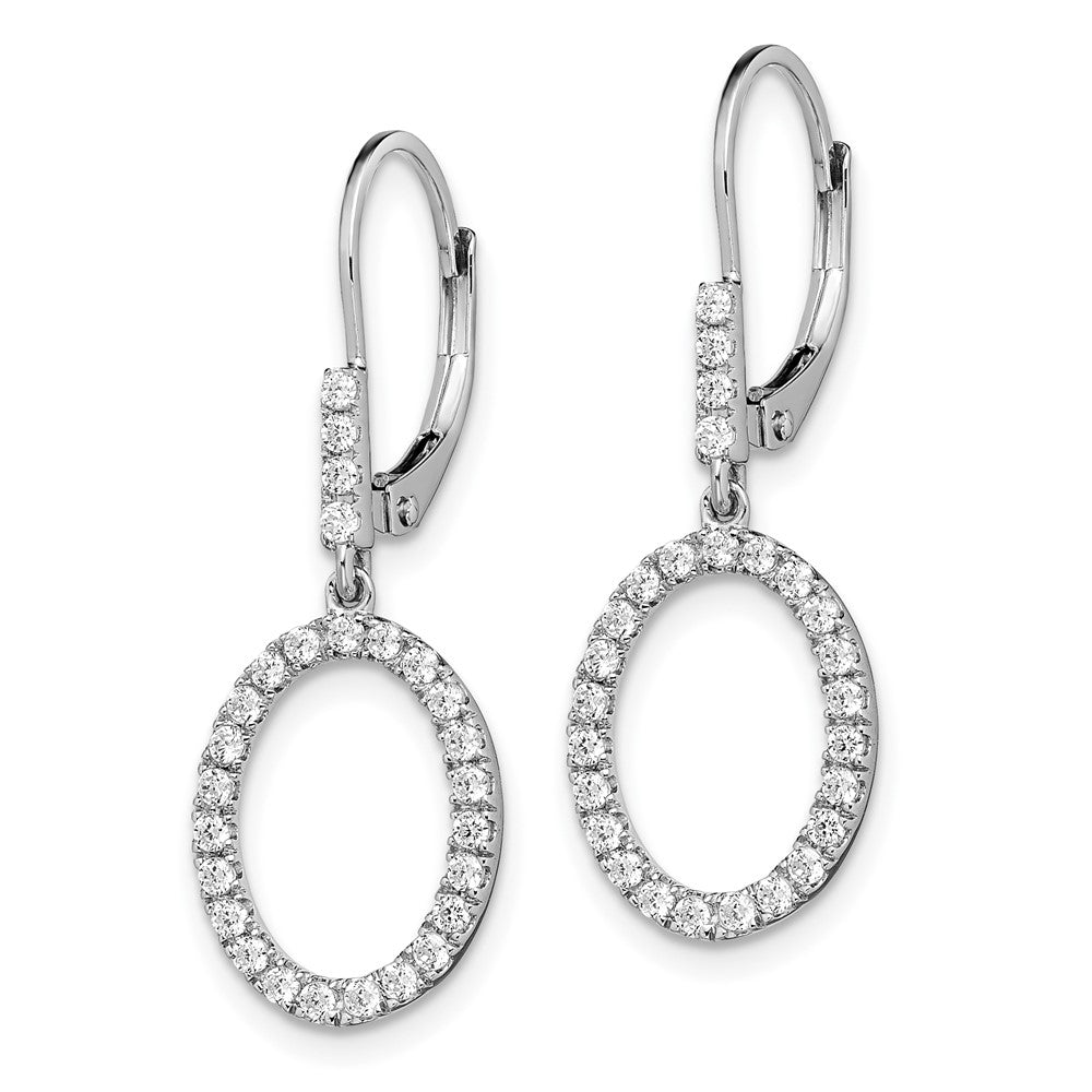 14k White Gold 1/2 Ct. Lab Grown Diamond VS/SI+ G+ Dangle Oval Leverback Earrings