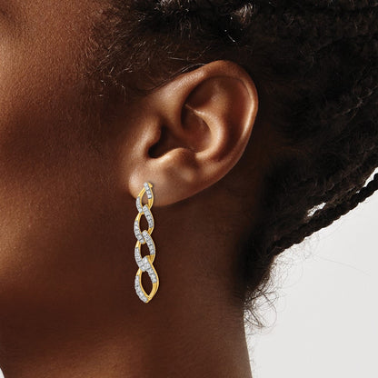 14k Yellow Gold Lab Grown Diamond VS/SI+ G+ Twisted Link Post Dangle Earrings