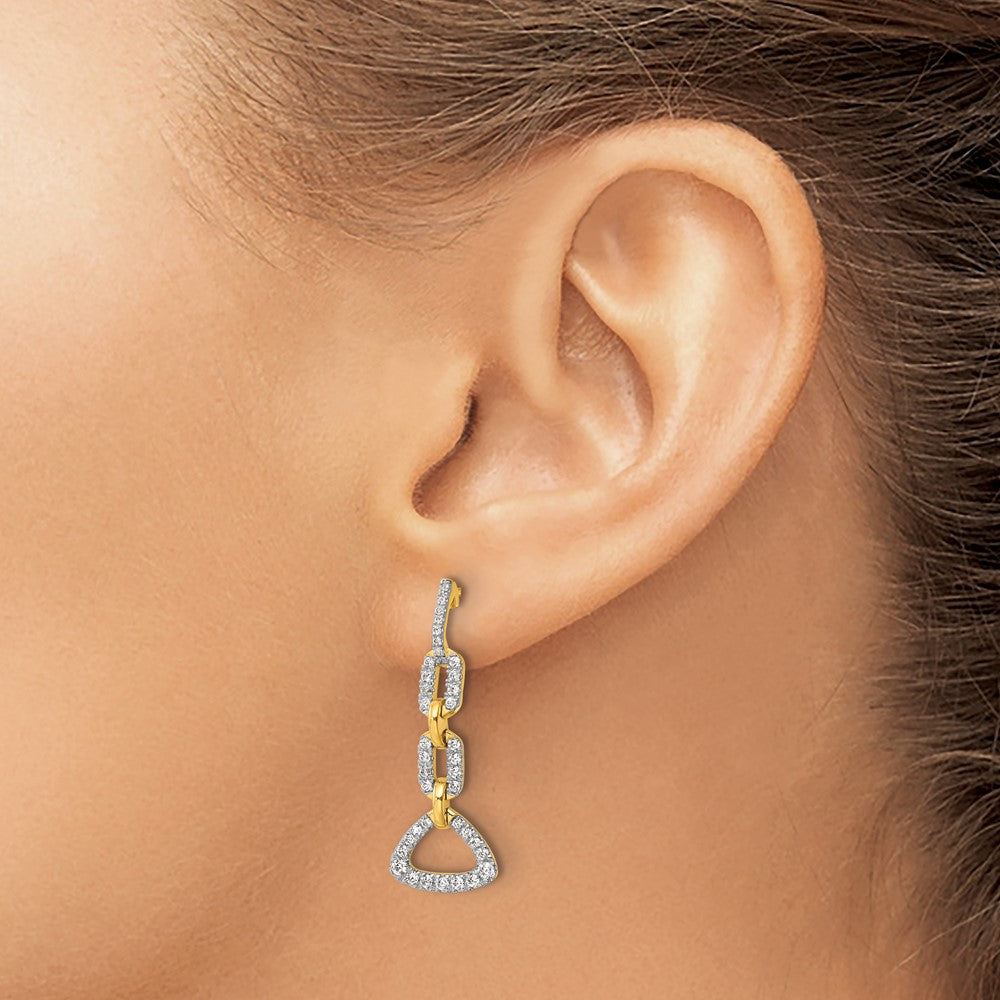 14K Yellow Gold Lab Grown Diamond Vs/Si+ G+ Fancy Post Dangle Earrings