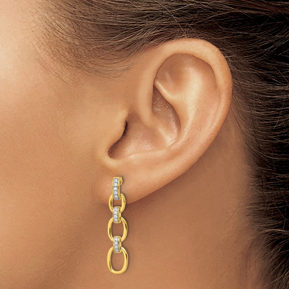 14k Yellow Gold 1/6 Ct. Lab Grown Diamond VS/SI+ G+ Fashion Dangle Link Post Earrings