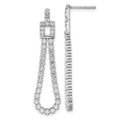 14k White Gold 1 5/8 Ct. Lab Grown Diamond VS/SI+ G+ Dangle Loop Post Earrings