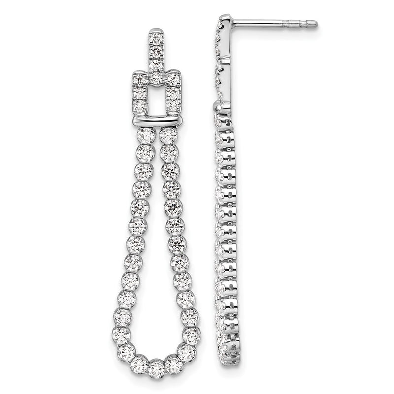 14k White Gold 1 5/8 Ct. Lab Grown Diamond VS/SI+ G+ Dangle Loop Post Earrings