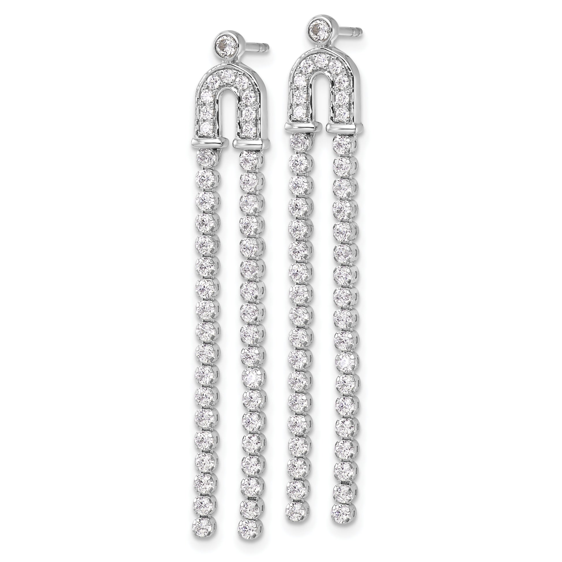 14k White Gold 2 Ct. Lab Grown Diamond VS/SI+ G+ Dangle Post Earrings