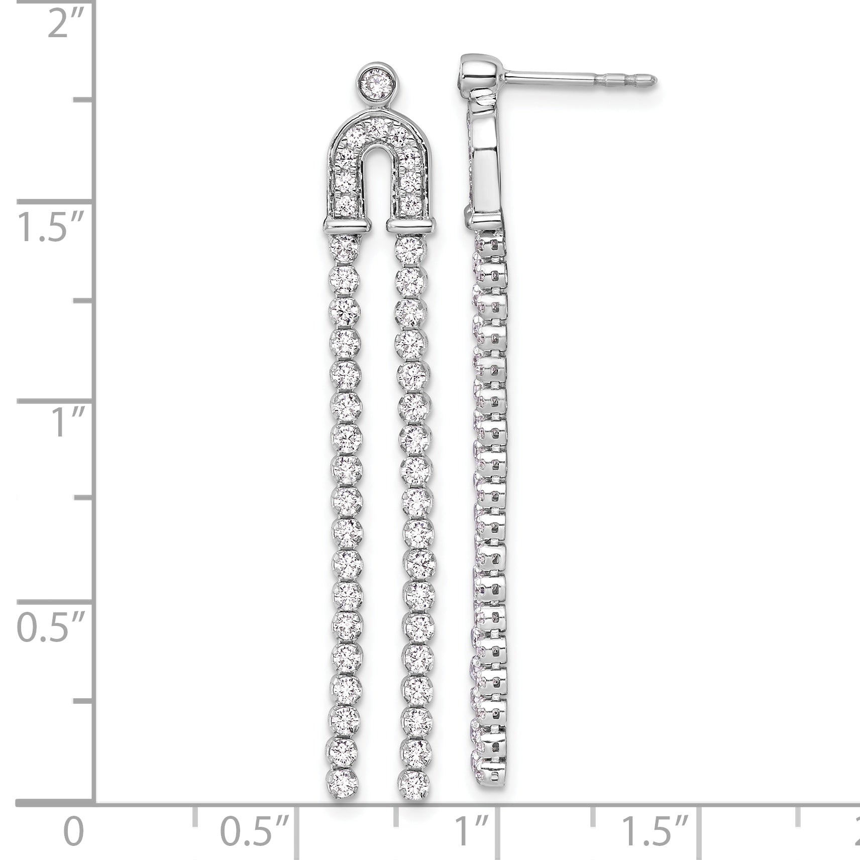 14k White Gold 2 Ct. Lab Grown Diamond VS/SI+ G+ Dangle Post Earrings