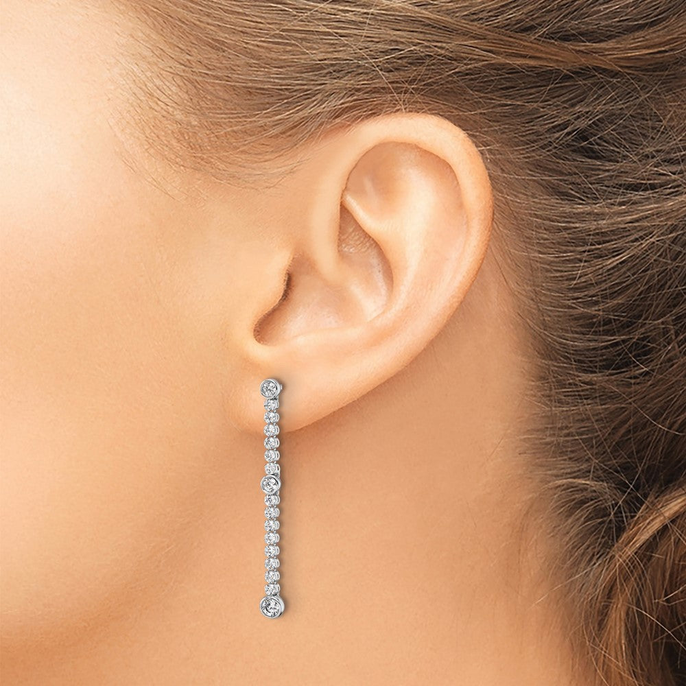 14K White Gold 1 Carat Lab Grown Diamond Vs/Si+ G+ Complete Dangle Post Earrings