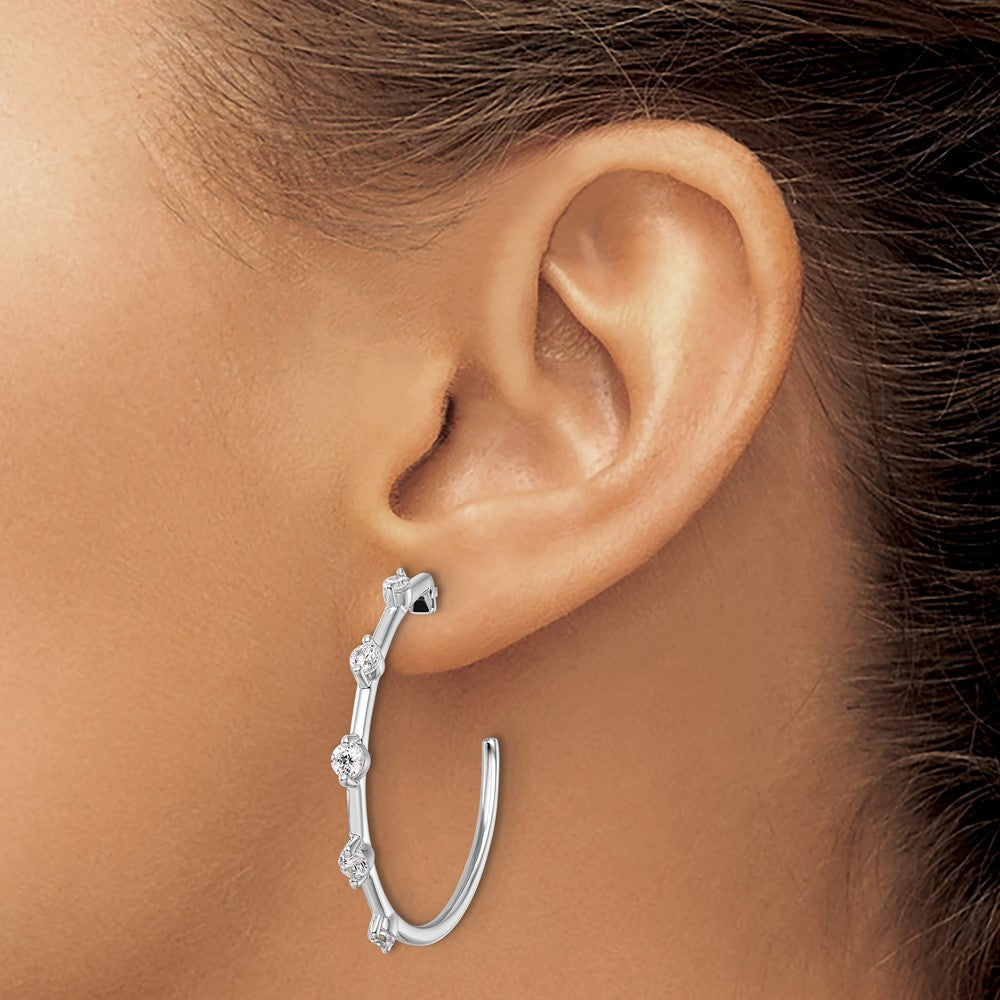 14k White Gold 3/4 Ct. Lab Grown Diamond VS/SI+ G+ Complete C-Hoop Post Earrings
