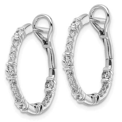 14k White Gold 3/4 Ct. Lab Grown Diamond VS/SI+ G+ Complete In and Out Hoop Earrings
