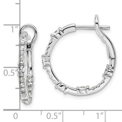 14k White Gold 3/4 Ct. Lab Grown Diamond VS/SI+ G+ Complete In and Out Hoop Earrings