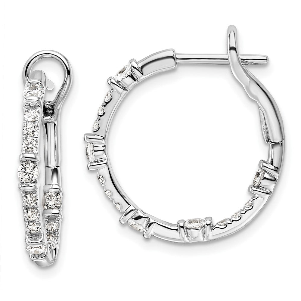 14k White Gold 3/4 Ct. Lab Grown Diamond VS/SI+ G+ Complete In and Out Hoop Earrings
