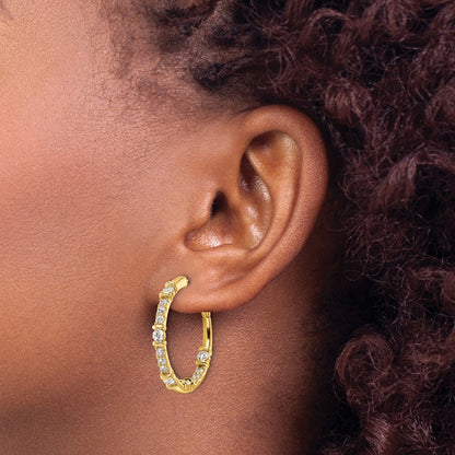 14k Yellow Gold 1 1/2 Ct. Lab Grown Diamond VS/SI+ G+ In and Out Hoop Earrings