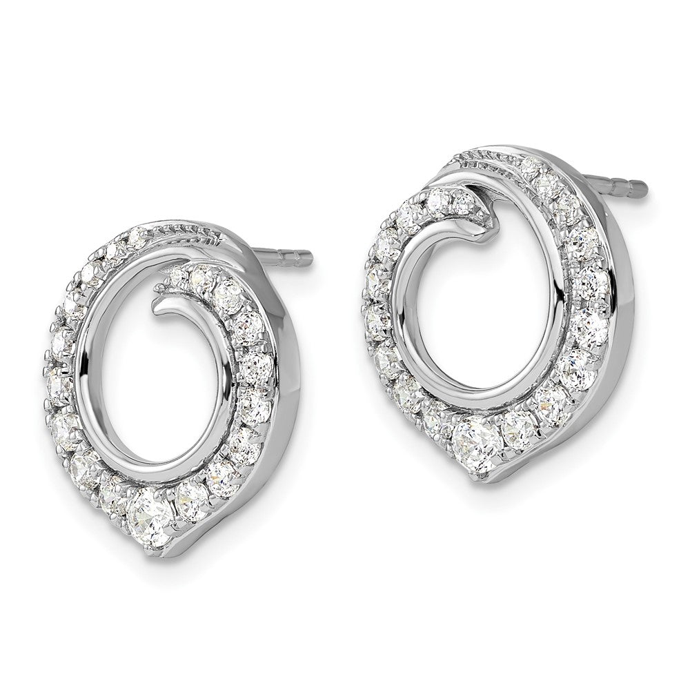 14k White Gold 1 Ct. Lab Grown Diamond VS/SI+ G+ Circle Post Earrings