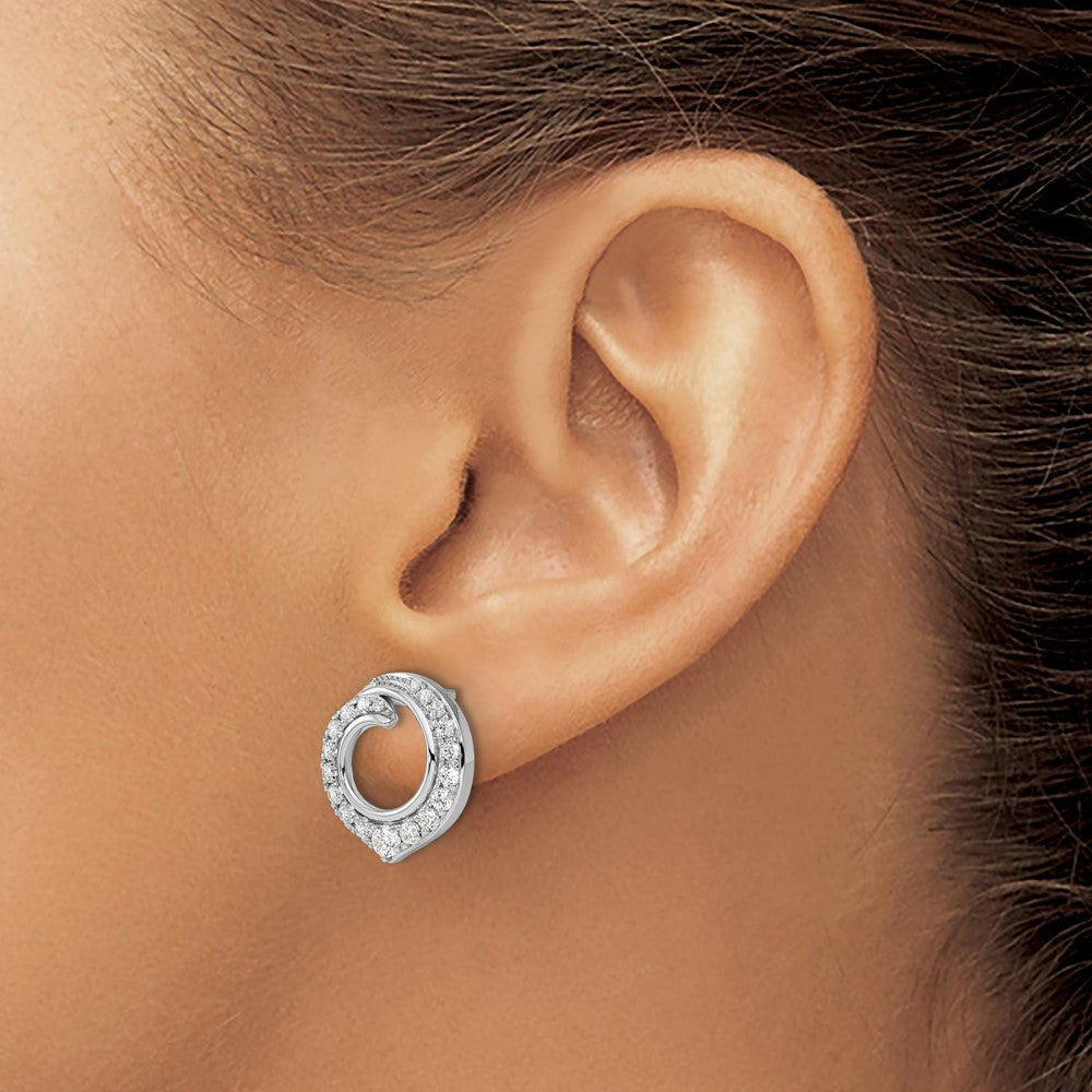 14k White Gold 1 Ct. Lab Grown Diamond VS/SI+ G+ Circle Post Earrings