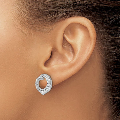 14k White Gold 1 Ct. Lab Grown Diamond VS/SI+ G+ Circle Post Earrings