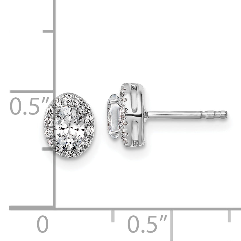 14k White Gold 5/8 Ct. Lab Grown Diamond VS/SI+ G+ Oval Halo Earrings