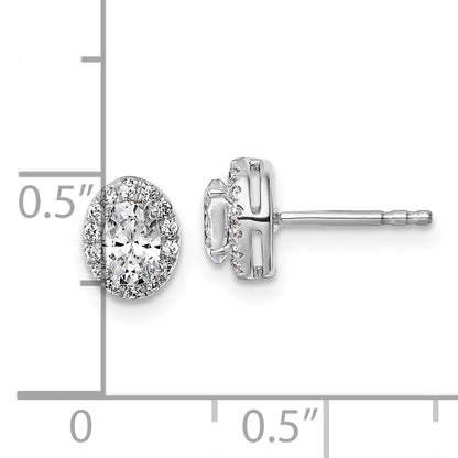 14k White Gold 5/8 Ct. Lab Grown Diamond VS/SI+ G+ Oval Halo Earrings