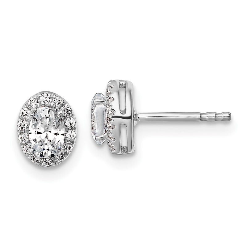14K White Gold Lab Grown Diamond VS/SI FGH Oval Halo Earrings Semi-Mount
