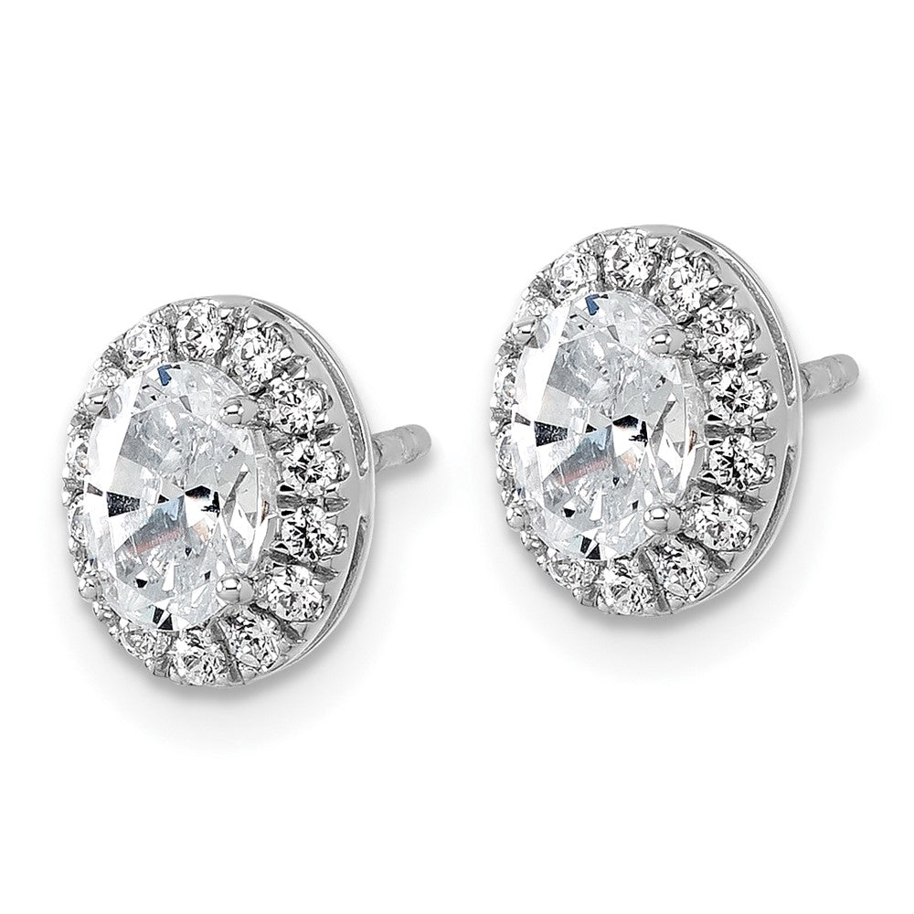 14k White Gold 1/4 Ct. Lab Grown Diamond VS/SI+ G+ Semi-Mount Oval Halo Earrings