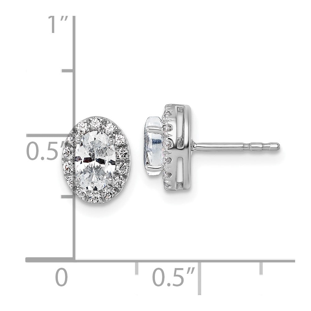 14k White Gold 1 Ct. Lab Grown Diamond VS/SI+ G+ Oval Halo Earrings
