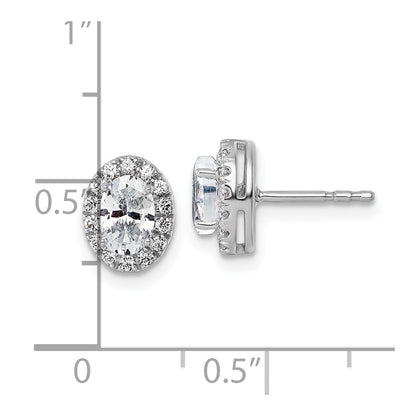 14k White Gold 1 Ct. Lab Grown Diamond VS/SI+ G+ Oval Halo Earrings