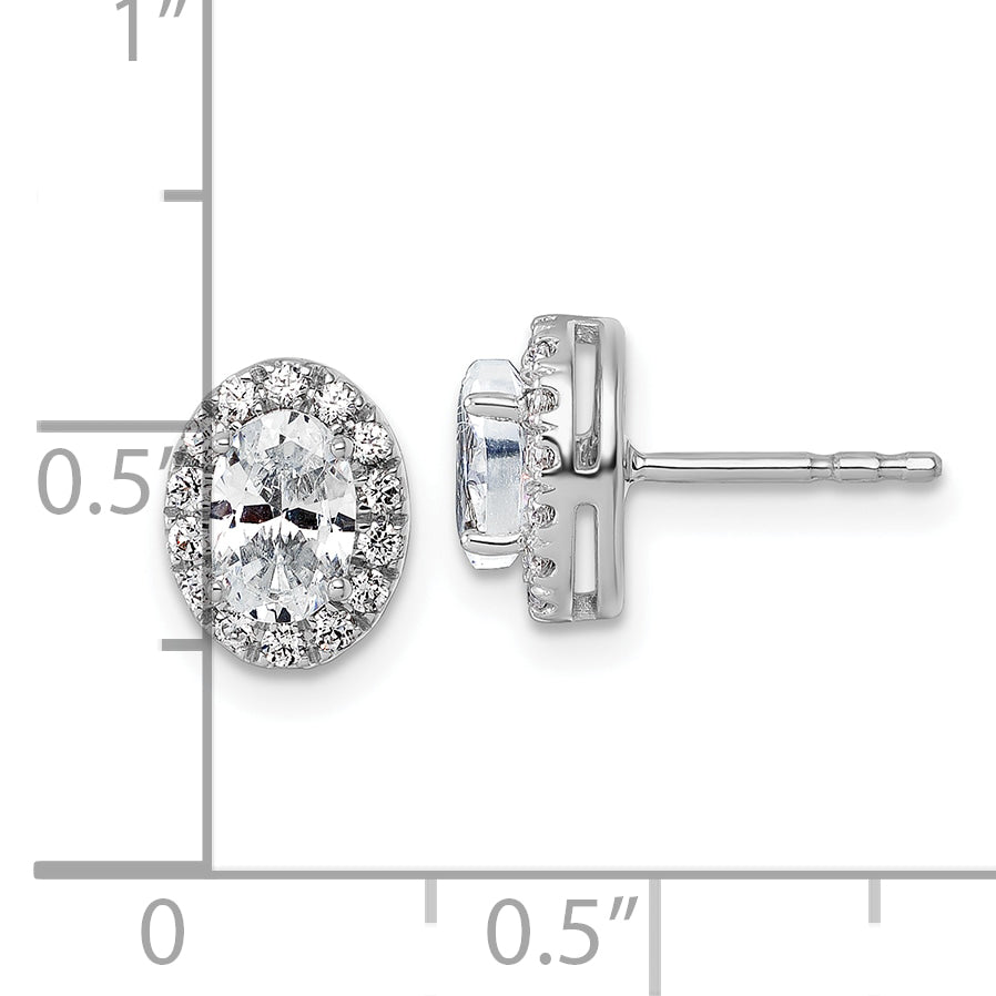 14k White Gold 1 Ct. Lab Grown Diamond VS/SI+ G+ Oval Halo Earrings