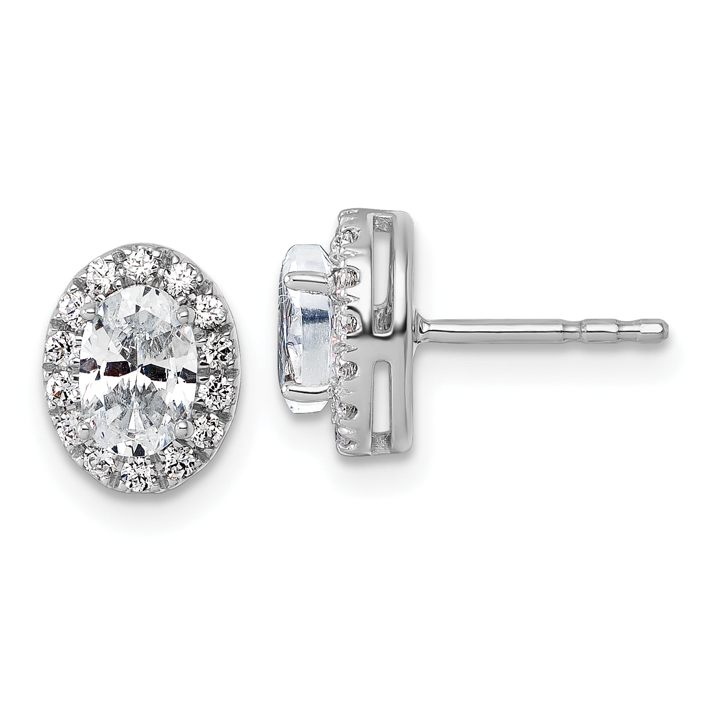 14k White Gold 1 Ct. Lab Grown Diamond VS/SI+ G+ Oval Halo Earrings