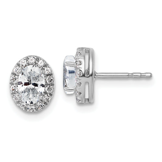 14k White Gold 1 Ct. Lab Grown Diamond VS/SI+ G+ Oval Halo Earrings