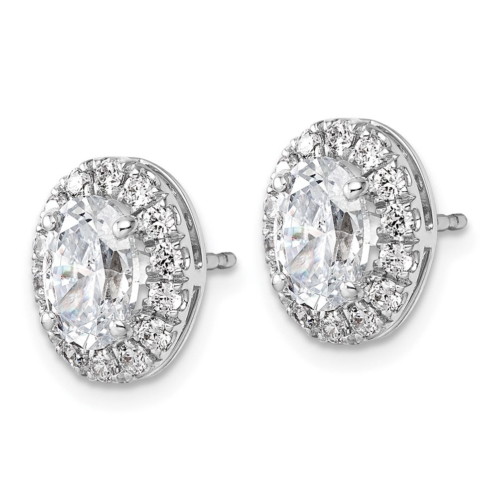 14k White Gold 2 1/5 Ct. Lab Grown Diamond VS/SI+ G+ Oval Halo Earrings