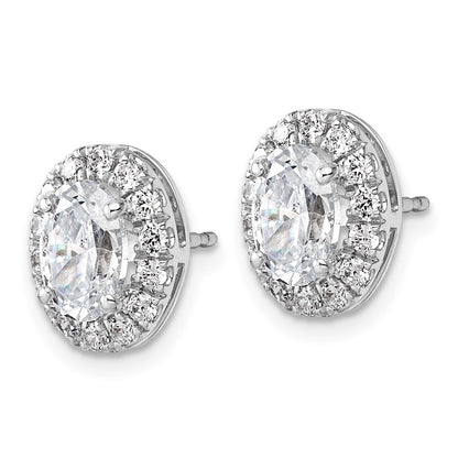 14k White Gold 2 1/5 Ct. Lab Grown Diamond VS/SI+ G+ Oval Halo Earrings