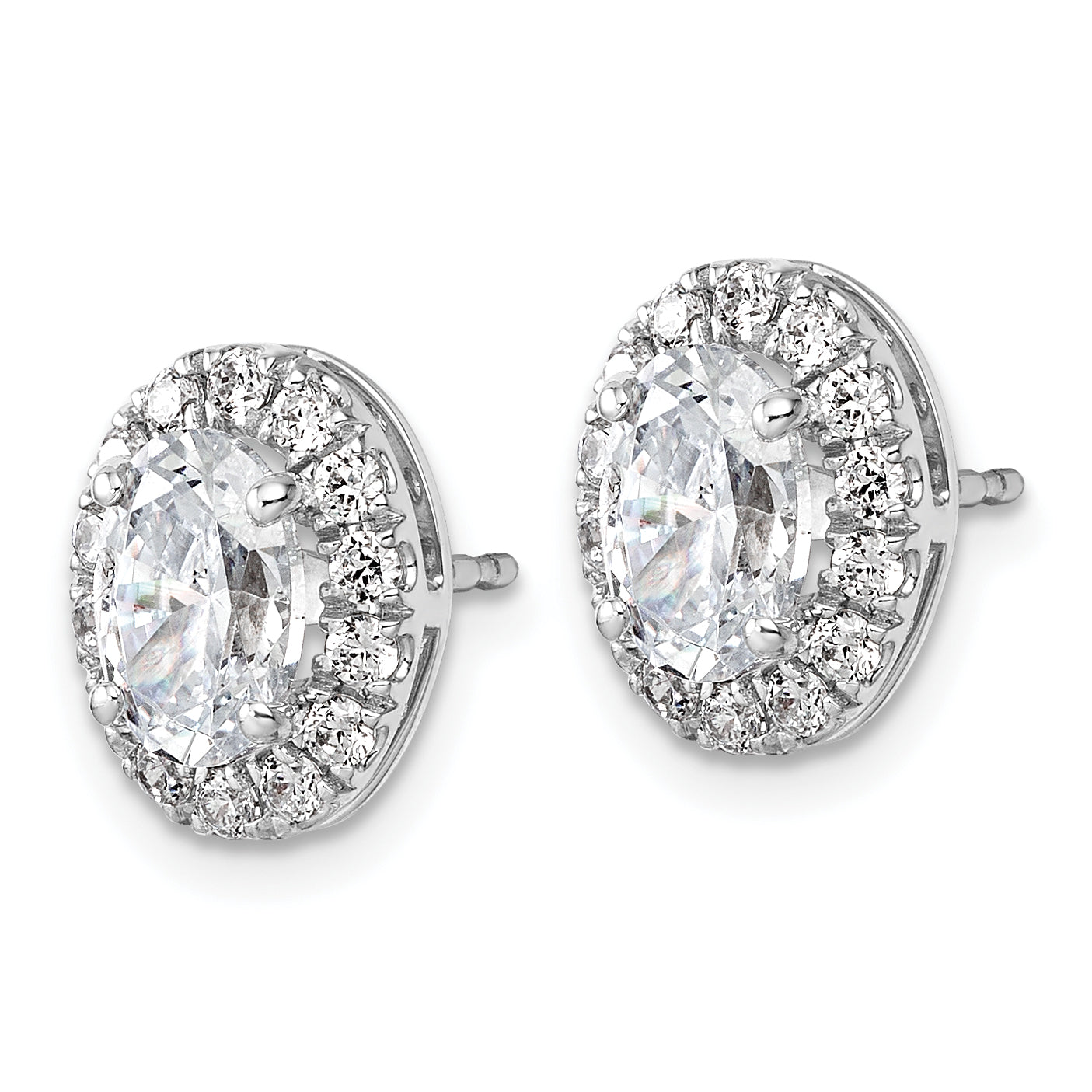 14k White Gold 4 1/5 Ct. Lab Grown Diamond VS/SI+ G+ Oval Halo Earrings