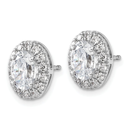 14k White Gold 4 1/5 Ct. Lab Grown Diamond VS/SI+ G+ Oval Halo Earrings
